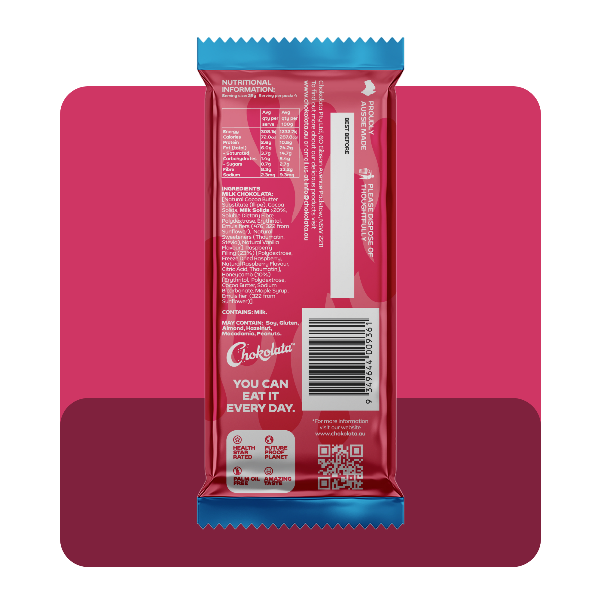 Flave Raspberry Filling Milk Bar 100g