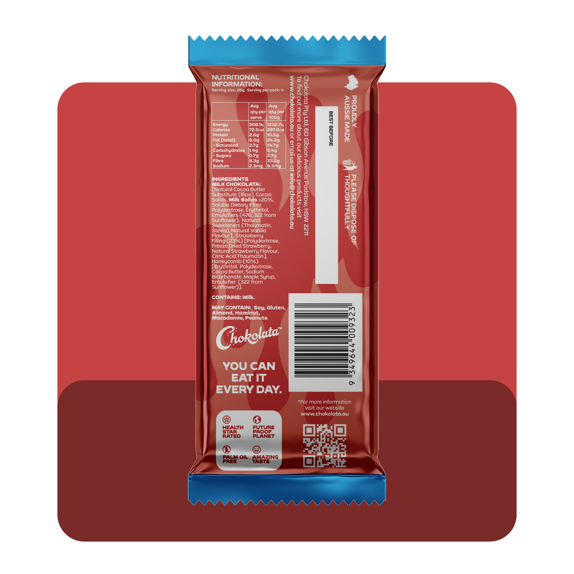 Flave Strawberry Filling Milk Bar 100g