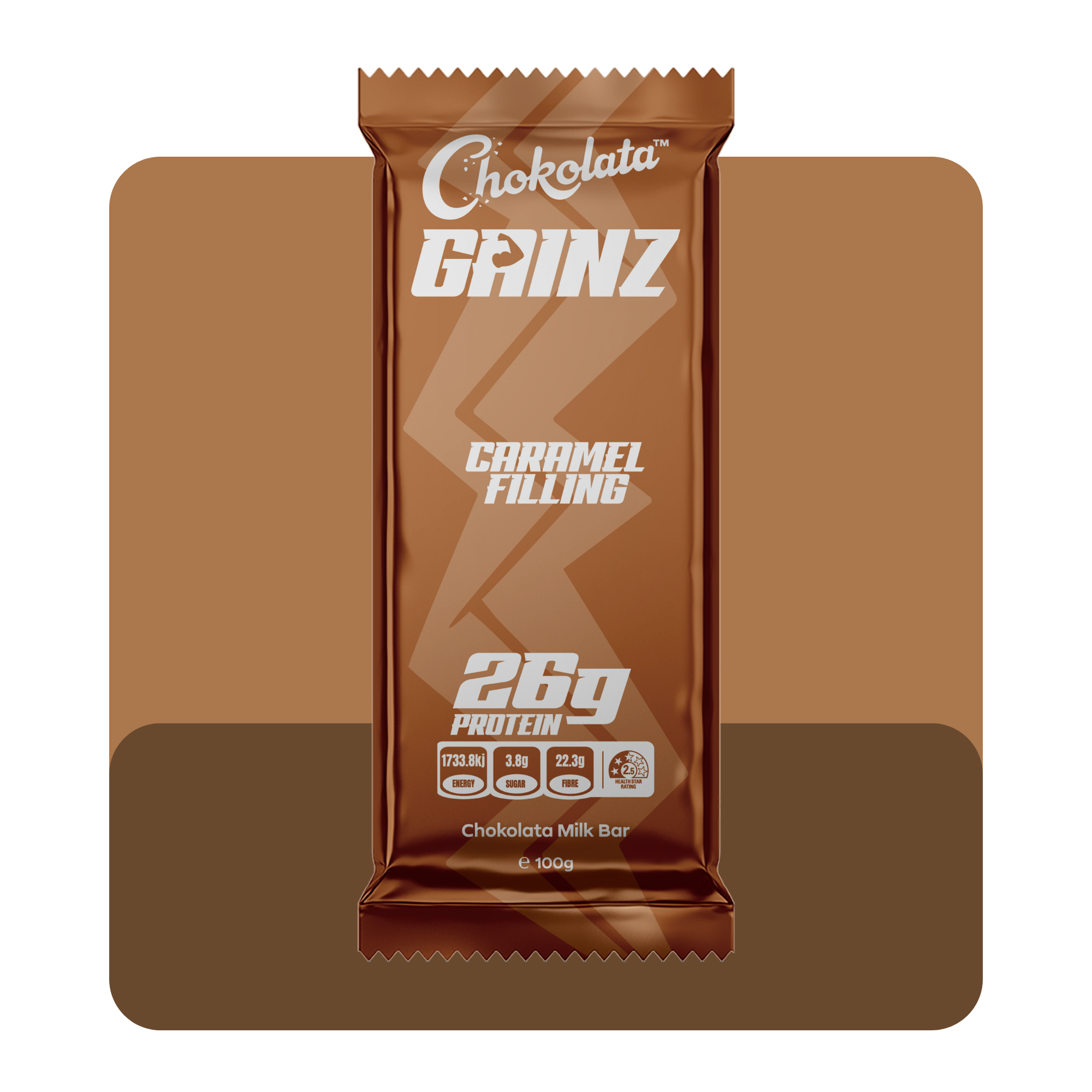 Gainz Caramel Filling Milk Bar 100g