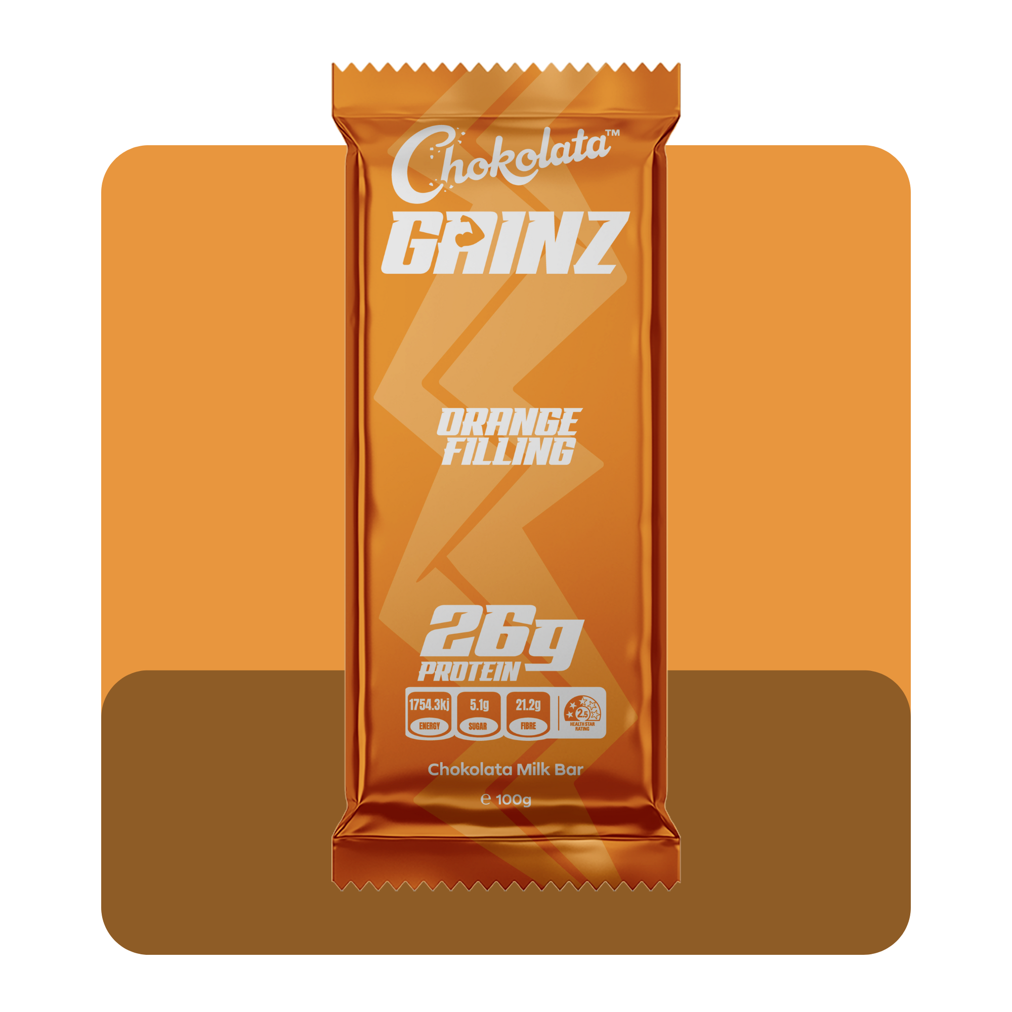 Gainz Orange Filling Milk Bar 100g