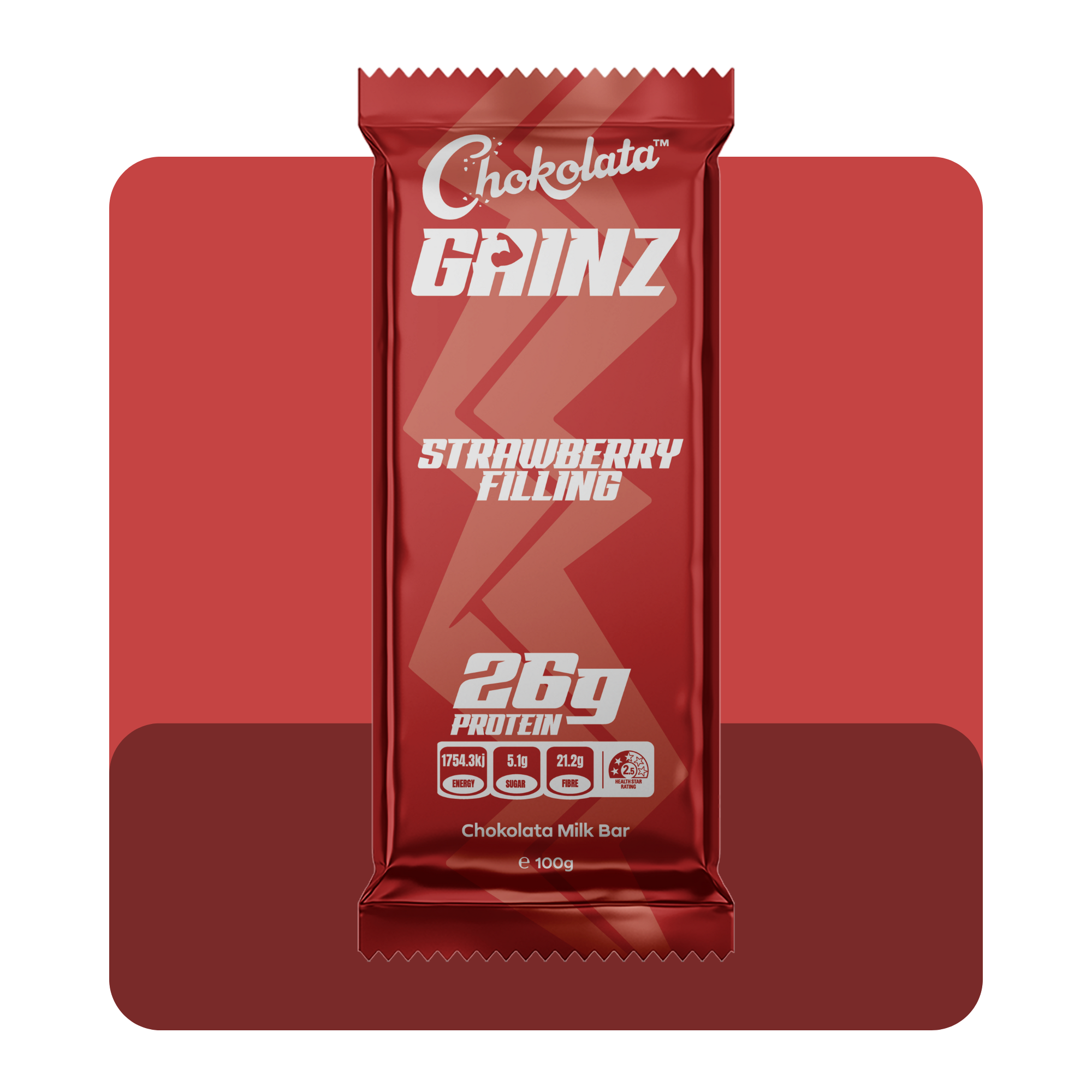 Gainz Strawberry Filling Milk Bar 100g