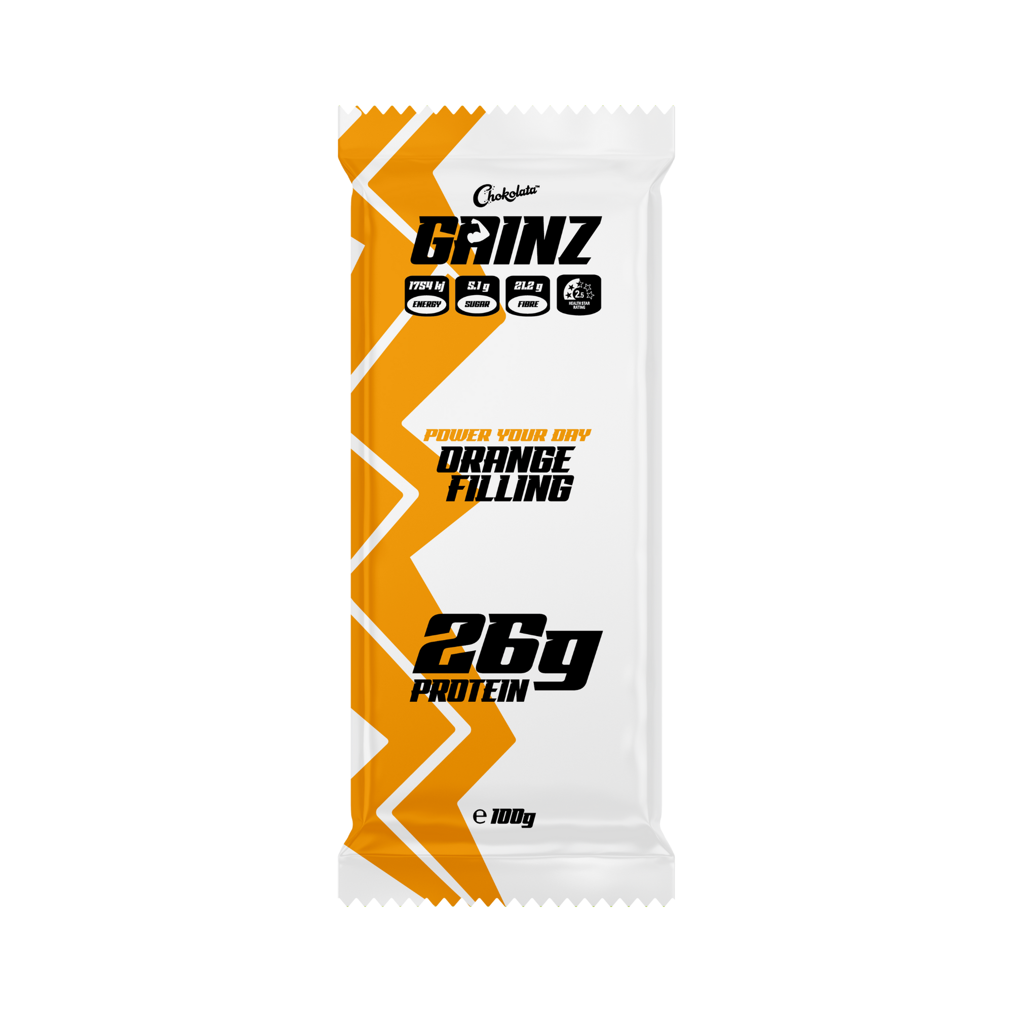 Gainz Orange Filling Milk Bar 100g
